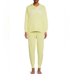 Grayson 3X Social Women's Plus SOFT Fleece Hoodie/Joggers Sleep Set, Yellow